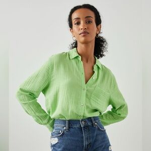 Rails Ellis Gauzy cotton Button Up Shirt in Jade Lime